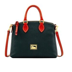 Dooney Bourke DillenPebble Grain Satchel Crossbody Bag BlackLeather Trim